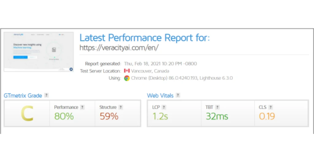veracity-ai-gtmetrix-before